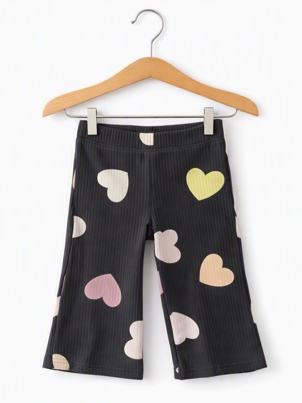 10/$15 George Flared Ribbed Leggings with Pastel Heart Print